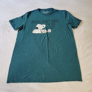 Snoopy Peanuts Crewneck Tshirt Size Medium Teal Green
